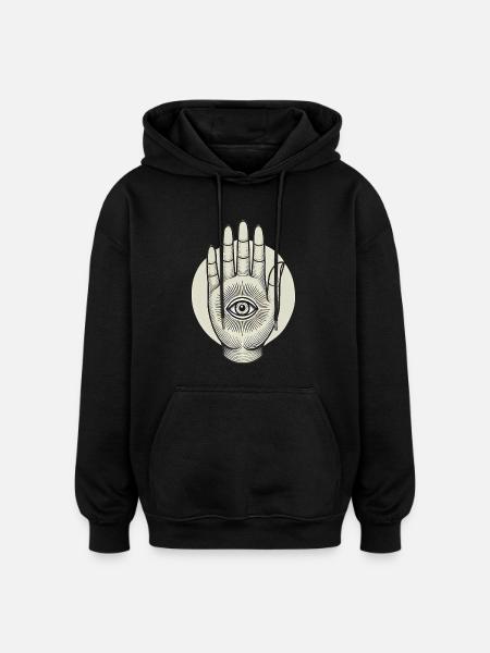 Eye in Hand Mystical Illustration - Oversized Unisex Hoodie - black
