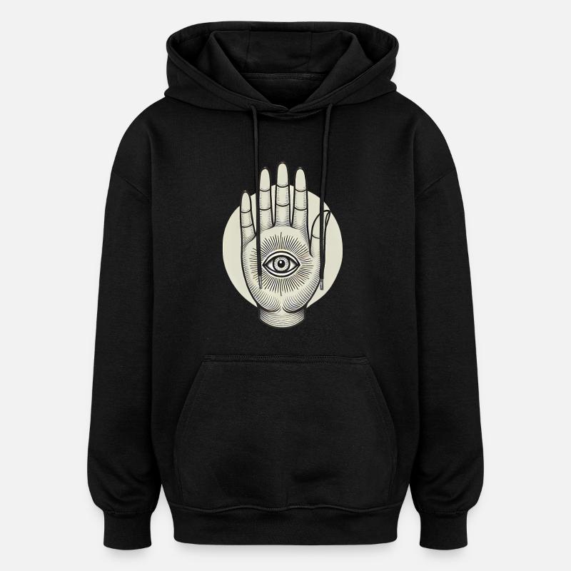 Eye in Hand Mystical Illustration - Oversized Unisex Hoodie - black