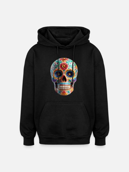 Sugar Skull - Oversized Unisex Hoodie - black