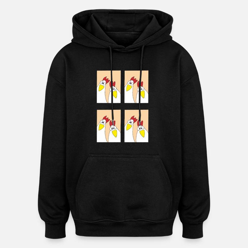 Sjove høns Billeder - Oversize unisex hoodie - sort