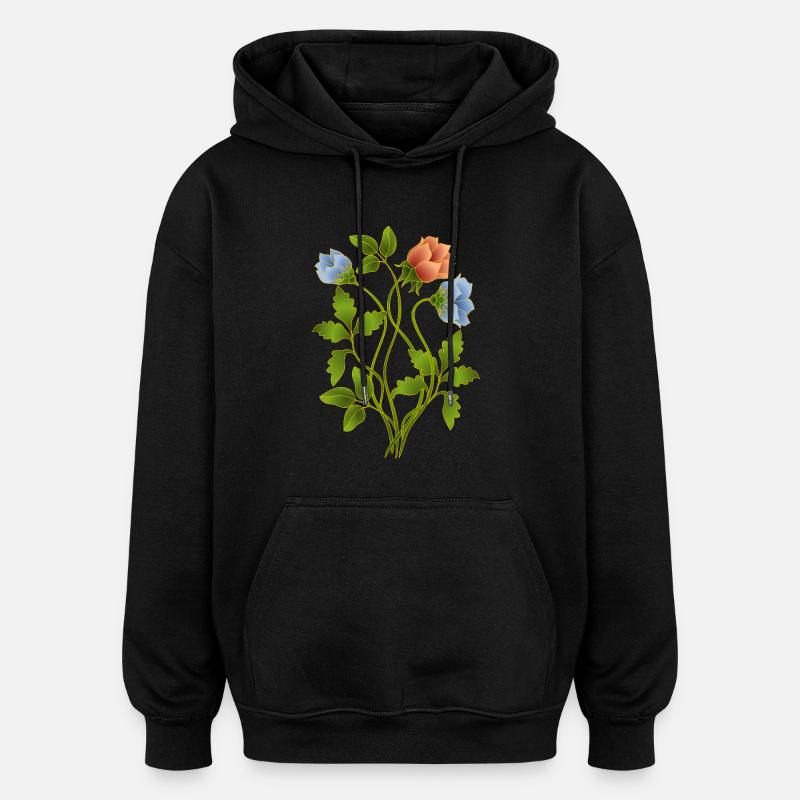 Flowers - Oversized Unisex Hoodie - black