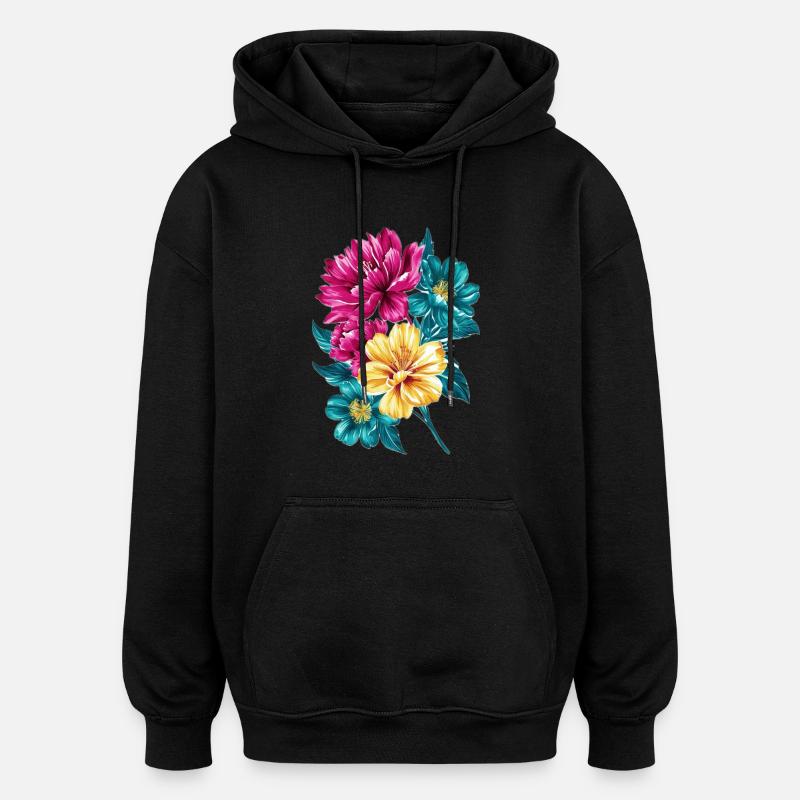 Bouquet - Sweat à capuche oversize unisexe - noir