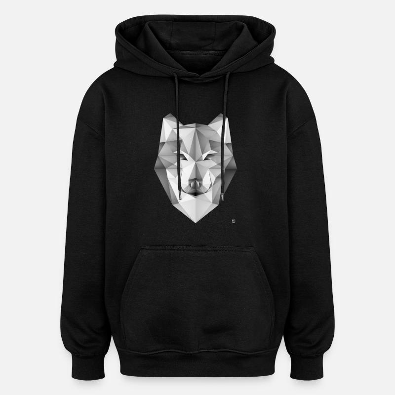 AD Geometric Wolf - Sweat à capuche oversize unisexe - noir