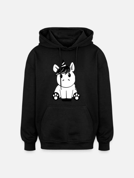Unicorn black - Oversized Unisex Hoodie - black