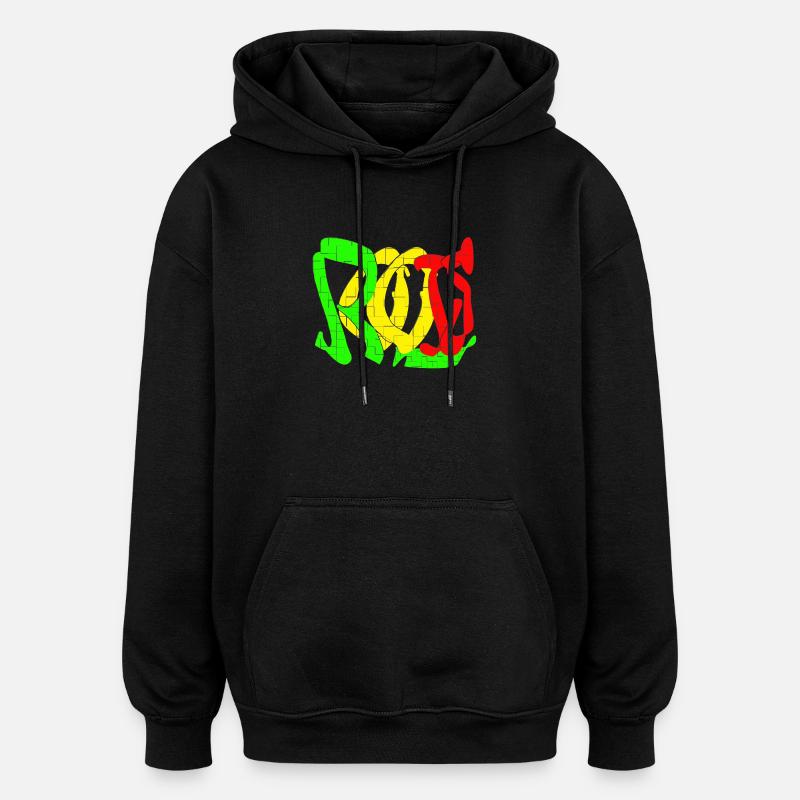 Rasta Farbblock Muster - Oversized Unisex Hoodie - Schwarz
