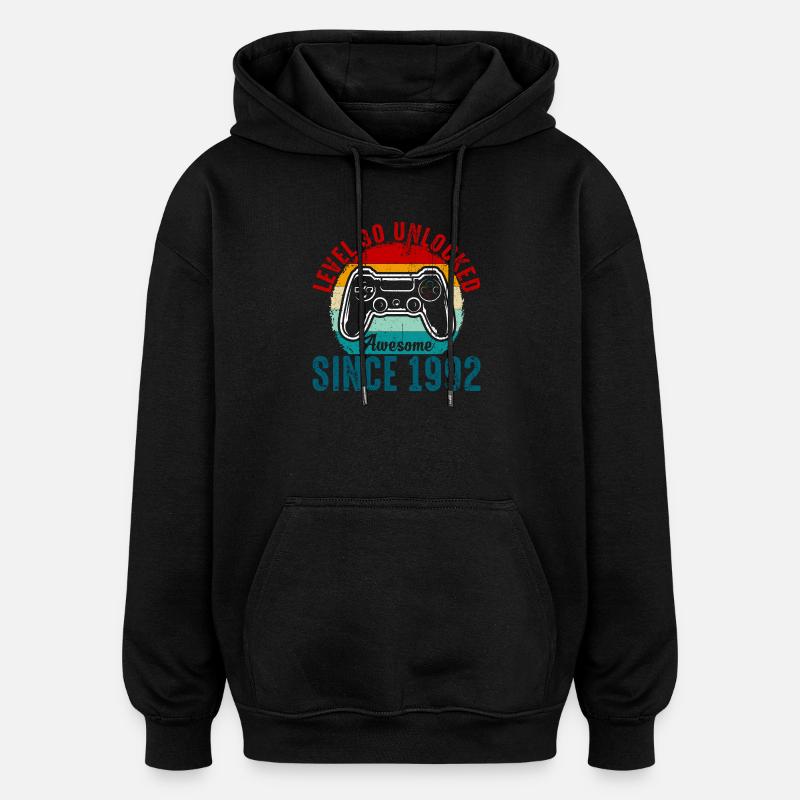 T-shirt Contrôleur Rétro Débloqué Niveau 30 - Sweat à capuche oversize unisexe - noir