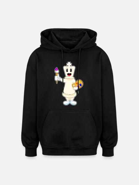 Chess Piece King Chess - Oversized Unisex Hoodie - black