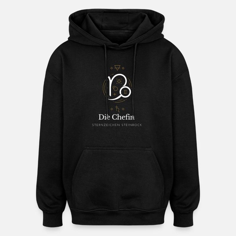 Steinbock Chefin Stil Grafik - Oversized Unisex Hoodie - Schwarz