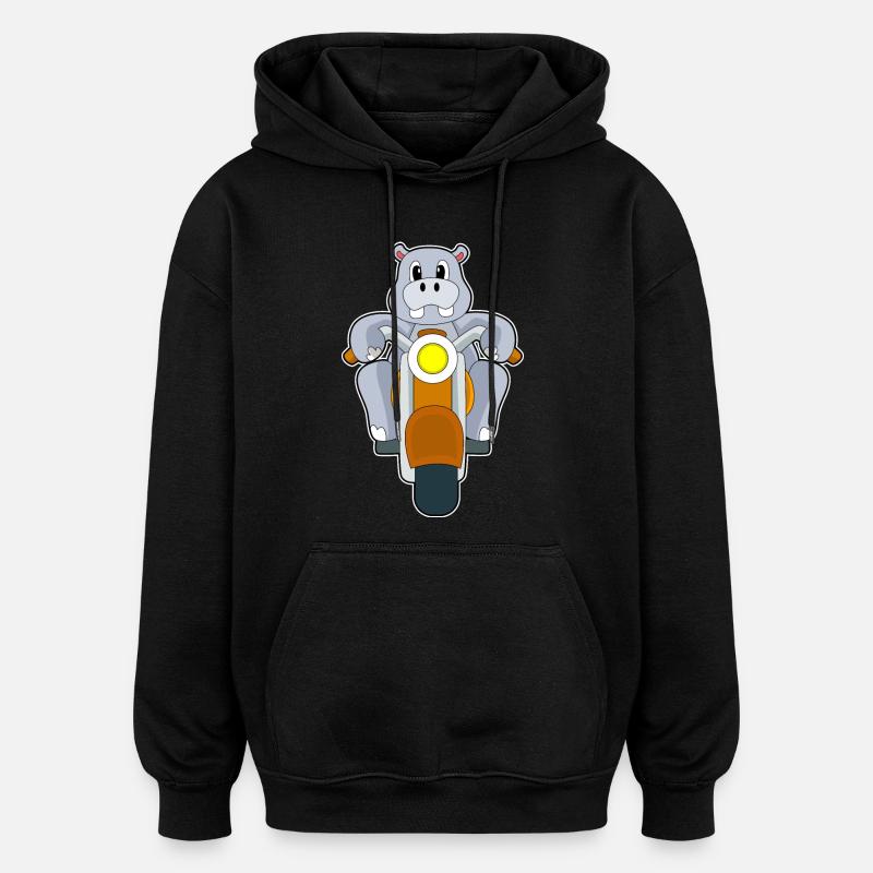 Moto Hippopotame - Sweat à capuche oversize unisexe - noir
