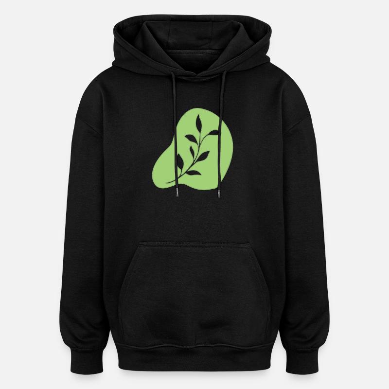 Feuilles - Sweat à capuche oversize unisexe - noir