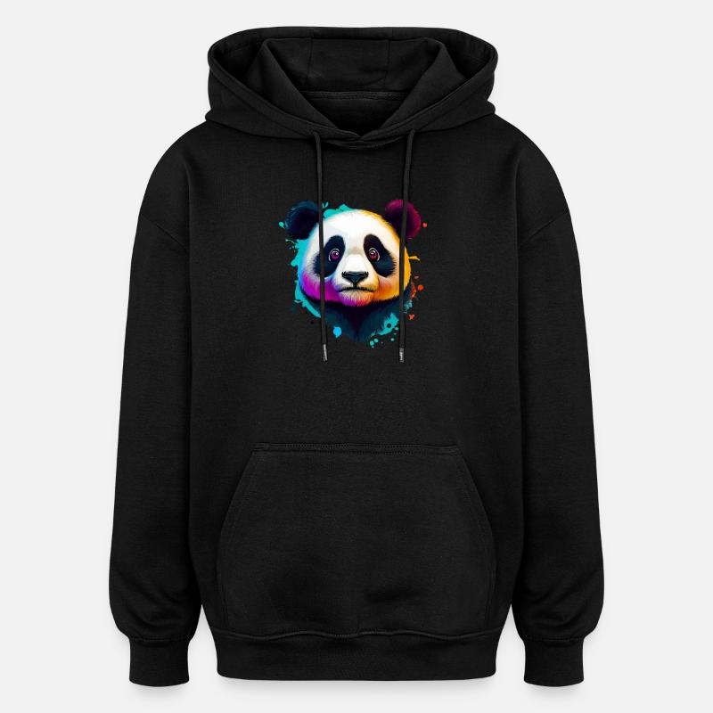 Panda - Sweat à capuche oversize unisexe - noir