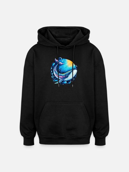 Wal - Oversized Unisex Hoodie - Schwarz