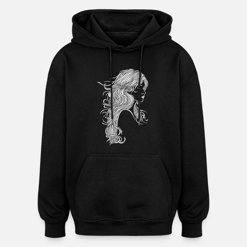 Weißhaariges Mädchen - Oversized Unisex Hoodie - Schwarz