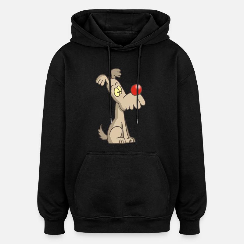 Chien rigolo et mignon - Sweat à capuche oversize unisexe - noir