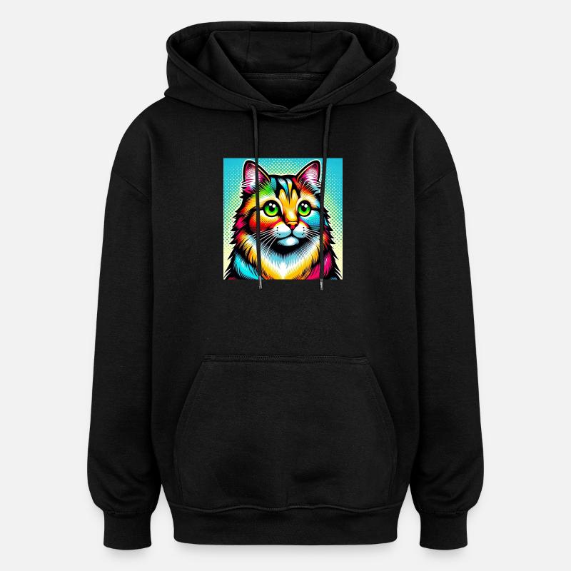 Katze Pop Art - Oversized Unisex Hoodie - Schwarz