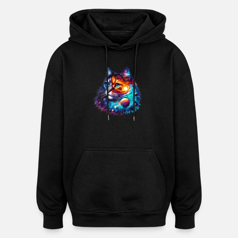 Katze - Oversized Unisex Hoodie - Schwarz