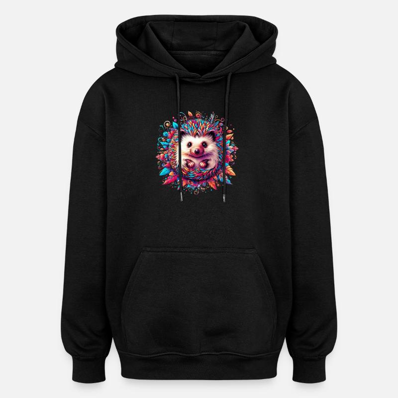 Hedgehog - Oversized Unisex Hoodie - black