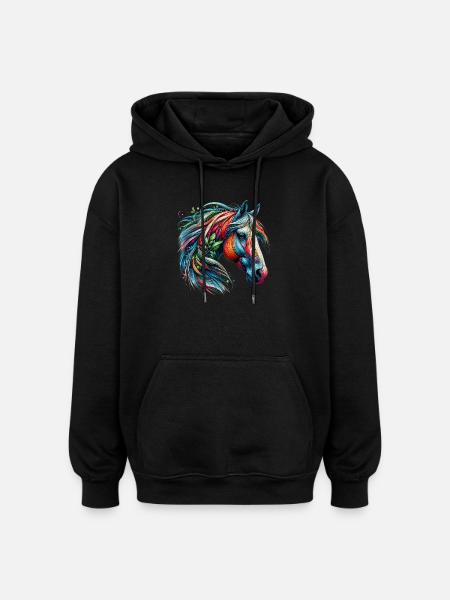 Cheval - Sweat à capuche oversize unisexe - noir