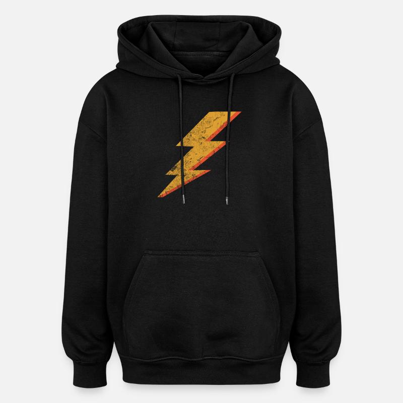 Grunge Style Rot & Gelb Blitz - Oversized Unisex Hoodie - Schwarz
