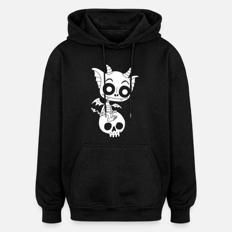 Petit démon blanc se repose - Sweat à capuche oversize unisexe - noir