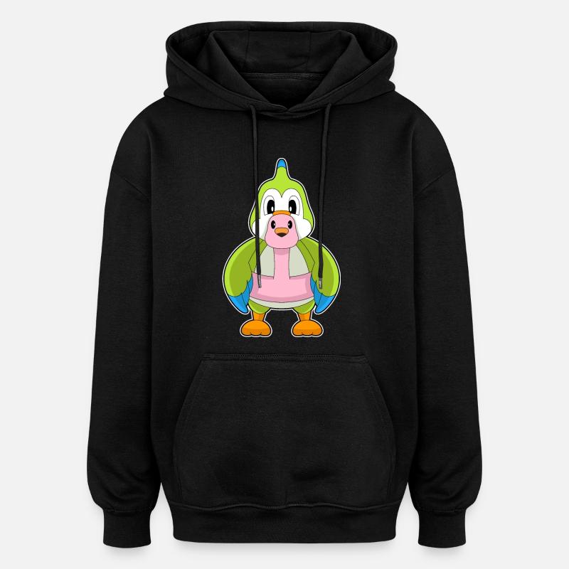 Perroquet flamant rose - Sweat à capuche oversize unisexe - noir