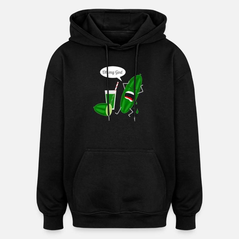 Humorvolles Gurkendesign mit Schrei - Oversized Unisex Hoodie - Schwarz