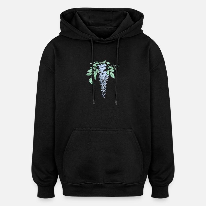 Glycine Fleurs de glycine - Sweat à capuche oversize unisexe - noir