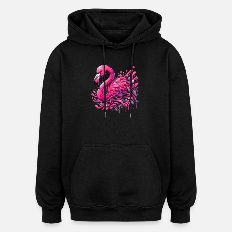 Flamant - Sweat à capuche oversize unisexe - noir