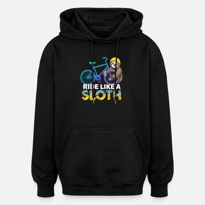 Sloth Biker with Helmet - Oversized Unisex Hoodie - black