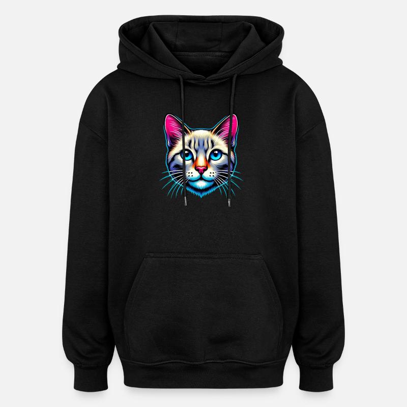 Katze - Oversized Unisex Hoodie - Schwarz