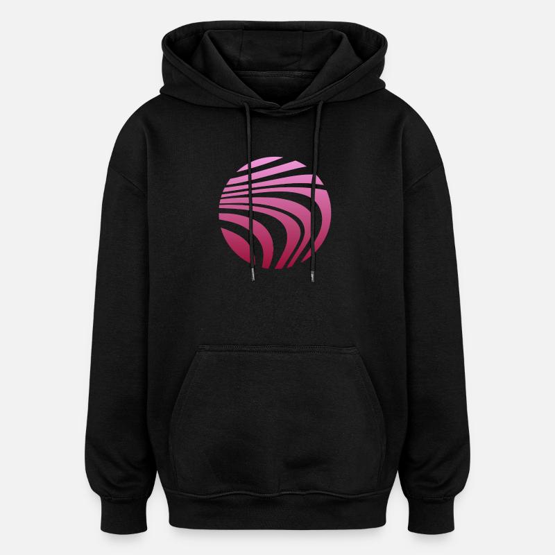 Psychedelic Pattern Pink Gradient - Oversized Unisex Hoodie - black
