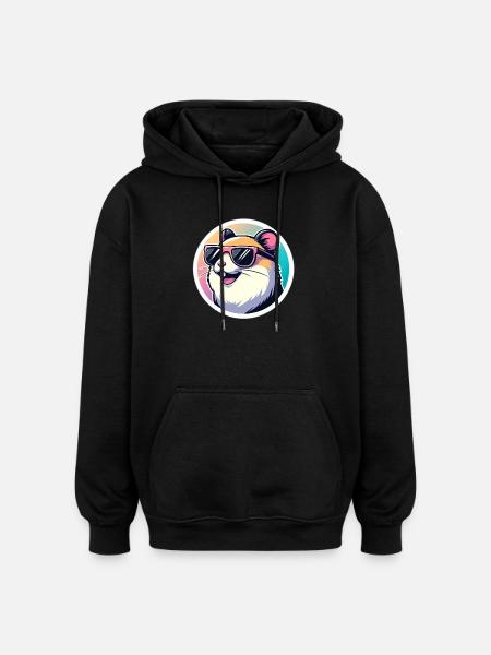 Hamster with sunglasses in pastel - Oversized Unisex Hoodie - black
