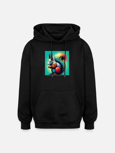 squirrel - Oversized Unisex Hoodie - black
