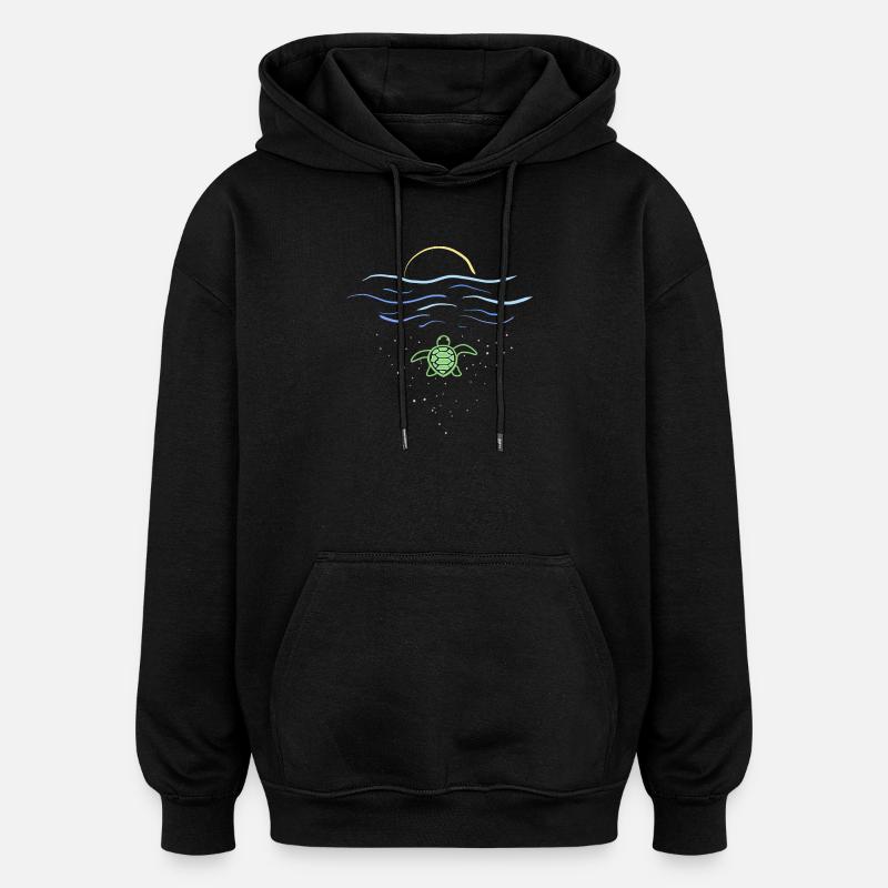 Tortue dans la mer - Sweat à capuche oversize unisexe - noir