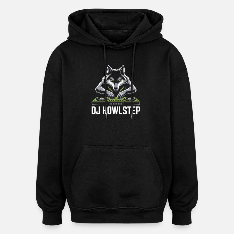 DJ HOWLSTEP Wolf Mixer Club Rave - Sweat à capuche oversize unisexe - noir
