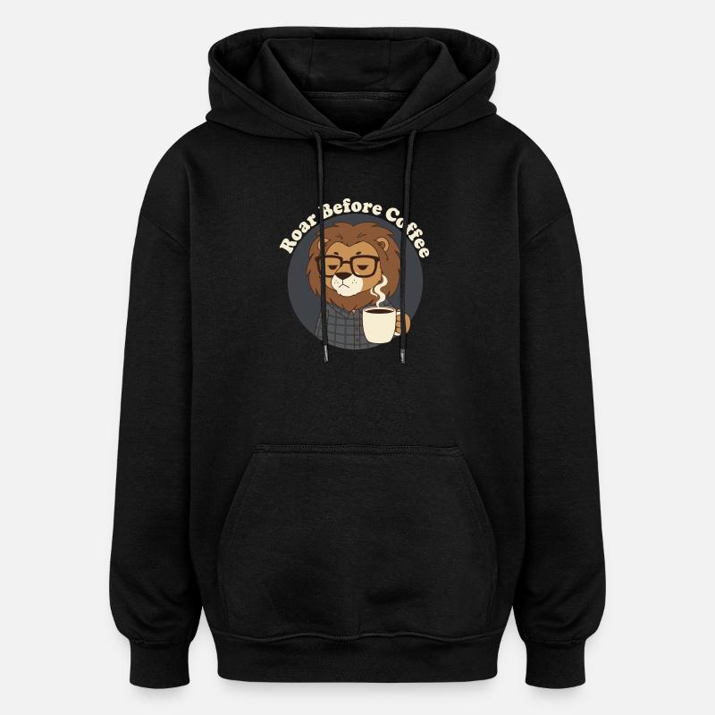 Pas avant le Lion du café - Sweat à capuche oversize unisexe - noir