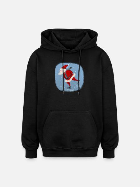 Weihnachtsmann auf Kufen - Oversized Unisex Hoodie - Schwarz