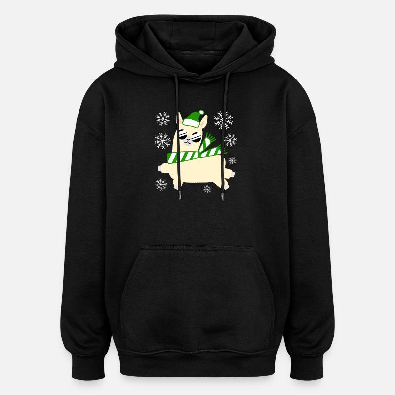 Llama – Noël - Sweat à capuche oversize unisexe - noir