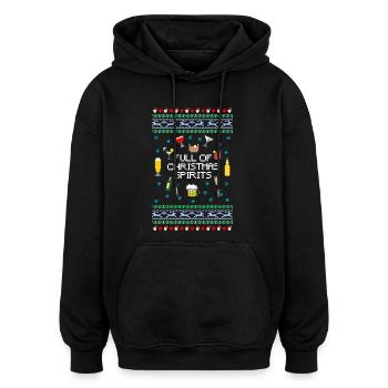 Full of Xmas Spirits Ugly Christmas - Oversized Unisex Hoodie - Schwarz - Vorne - Noah (186cm)