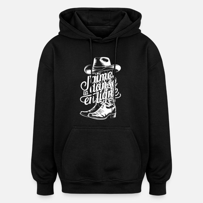 Botte Cowboy et lettrage fluide - Sweat à capuche oversize unisexe - noir
