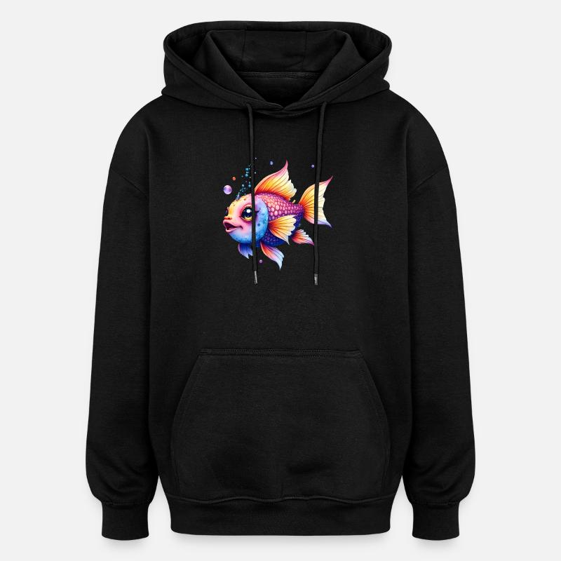Verseau arc-en-ciel vibrant - Sweat à capuche oversize unisexe - noir