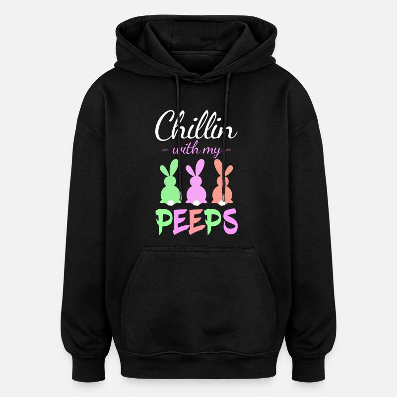 Chillin with Peeps Pastellhasen - Oversized Unisex Hoodie - Schwarz