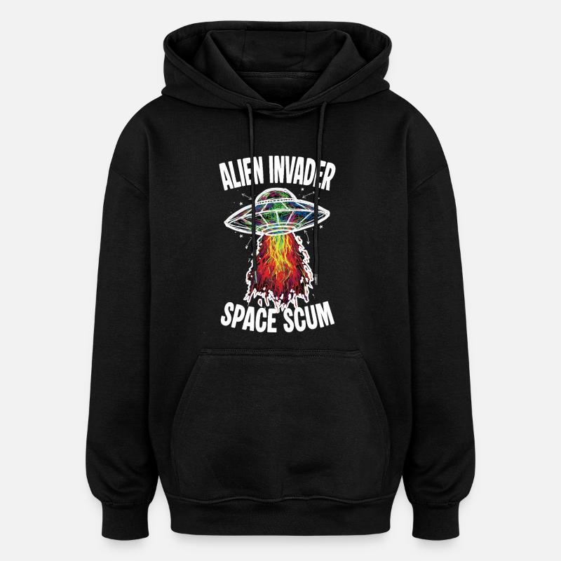 OVNI Alien Invader Space Scum Scribble - Sweat à capuche oversize unisexe - noir