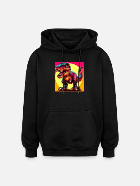 dinosaure - Sweat à capuche oversize unisexe - noir