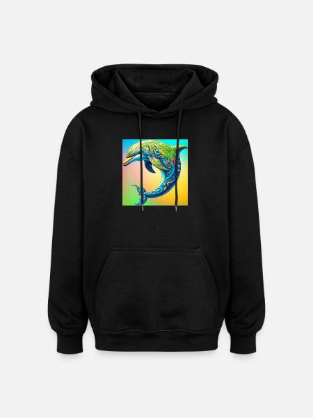 dolphin - Oversized Unisex Hoodie - black