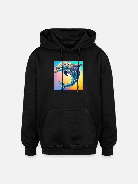 dolphin - Oversized Unisex Hoodie - black