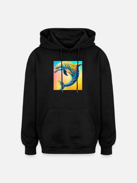 Delfin - Oversized Unisex Hoodie - Schwarz