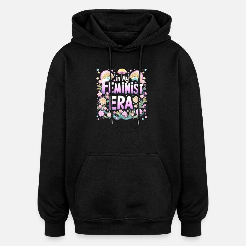À mon époque féministe - psychédélique - Sweat à capuche oversize unisexe - noir