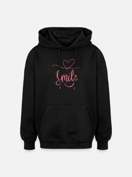Smile Heart Font Pink - Oversized Unisex Hoodie - black