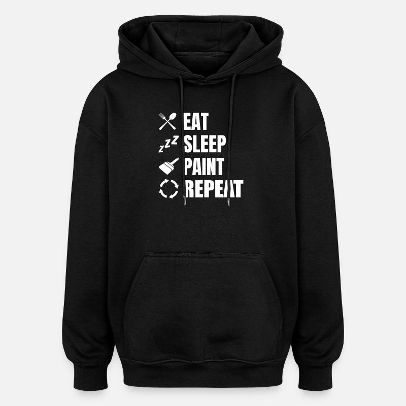 Mange Sommeil Peinture Répète - Sweat à capuche oversize unisexe - noir